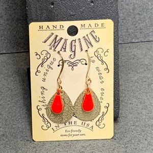 Handmade Imagine orange Silver Teardrop earrings